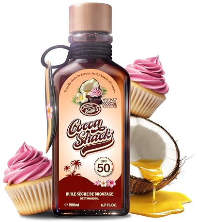COCOA SHACK SPF 50 - Huile Sèche MAXI FORMAT Haute Protection Solaire - Triple Filtre UVA-UVB - Enrichie en Caféine - Antioxydante - Peaux Sensibles - CONCENTRÉE en Coco Parfum DÉLICIEUX