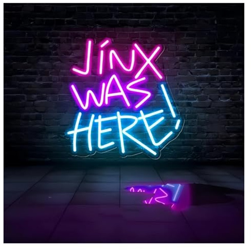 SHOUXI LED néon signe Jinx Was Here Enseigne Au Néon, Alimentée Par USB, Luminosité Réglable, Adaptée À La Décoration De Maison, 40cmx40cm(UNE)
