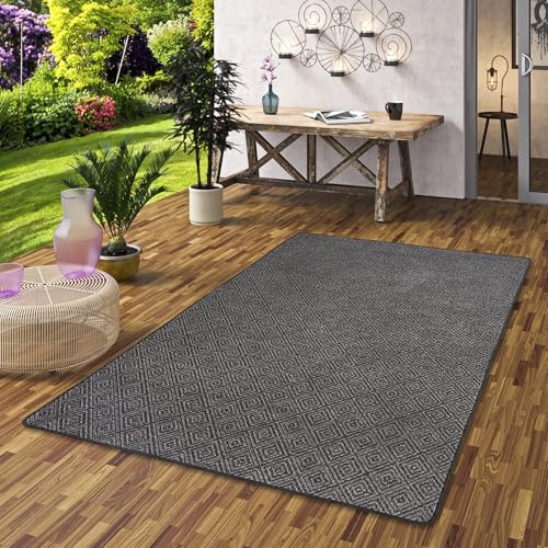 Snapstyle Newport In- & Outdoor Teppich Anthrazit Vintage - Wetterfest & UV-beständig - Beidseitig nutzbar, Pflegeleicht - Balkon, Terrasse, Garten & Innenbereich - In vielen Größen erhältlich