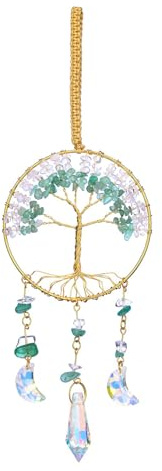 JOVIVI Green Aventurine Crystal Tree of Life Sun Catcher Hanging crystals Gifts for Women Mum Birthday,Womens Suncatchers for Windows Home Decor Garden Christmas Hanging Decorations Ornaments