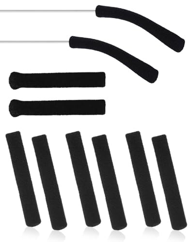JIPUKE 4 Pairs Eyeglass Ear Cushion Anti Slip, Soft Knitting Cotton Temple Tips Elastic Comfort Ear Cushions for Eyeglasses Arm, Black Elastic Glassess Pads Accessories for Comfort