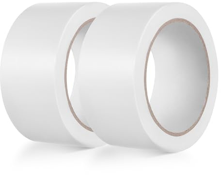 HOMSFOU 2 Rouleaux Ruban Adhésif Étanche Blanc de Tapis sans Résidus pour de Moquettes Protection des Sols et Étanchéité des Tuyaux Utilisation Intérieure et Extérieure Installation Facile