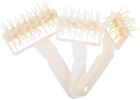 DECORNIJIA 3pcs Plastic Dough Roller with Spikes for Pizza and Pastry Baking Bread Hole Maker Tool to Prevent Dough Blistering Multipurpose Handheld Pastry Docking Accessories for Home and