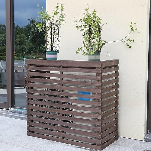 XAXIAMZ Wooden Air Conditioner Cover Solid Wood Air Conditioner Outdoor Unit Guardrail, Flower Stand, Lattice Wooden Air Conditioner Cover, Outdoor Wooden Air Conditioner Frame/