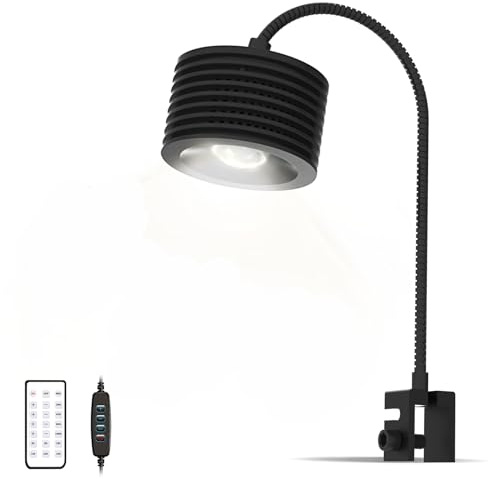 Lominie LED Aquarium Light for Fish Tanks with 4 Channels Dimmable and 360° Adjustable Gooseneck,Full Spectrum Nano Fish Tank Light with Timer,Quiet Cooling & 93 CRI,Black 16W - Freshwater