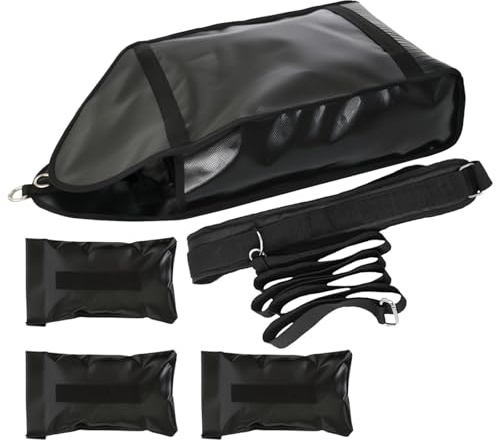 Machify Trineo de peso ajustable para entrenamiento de velocidad, 22.44 x 11.81 pulgadas, bolsa de arrastre, sacos de arena, cuero PVC, cinturón de cintura, equipo de fitness