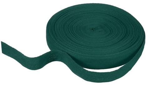 QUARKZMAN Cinta De Cota De Espiga De Algodón 20mm X 21 Metros Cinta De Tejido En Espiga Rollo De Cinta De Sesgo Para Manualidades DIY Costura Envoltura De Regalo Verde Oscuro