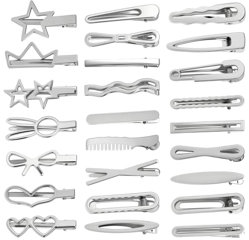 25 Pz Fermaglio Capelli Donna in Argento, Mollette Capellio in Metallo, fermagli per capelli geometrici in metallo minimalista per styling dei capellio, accessori per parrucchieri