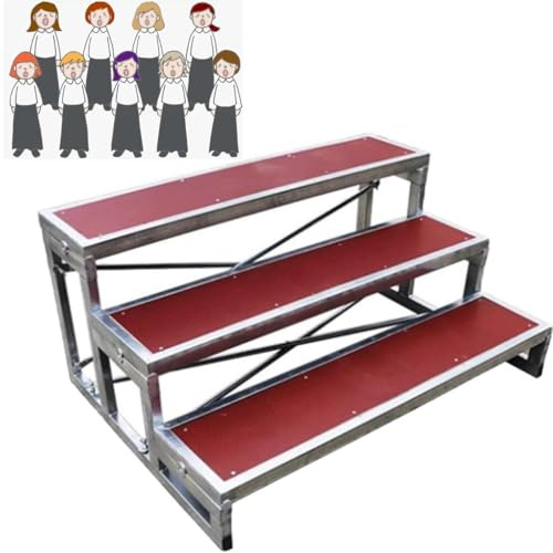 Red Choral Risers for Choir Stage, 1-Tier Singing Steps, School & Church Performance Platform, Group Photo Lectern & Podium Stand, Durable & Portable Design