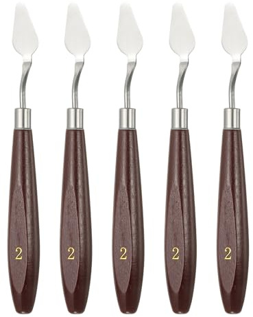 QUARKZMAN 5pcs Couteau À Spatule Outil De Peinture 1.1 x 0.59 Rouge/Argent | Spatule Art Couteaux À Spatule Grattoirs Outils Avec Manche En Hêtre Pour Acrylique Mélange Étaler, Acier Inox