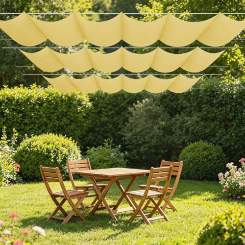 Retráctil Toldo Vela Rectangular 200 x 280 cm Protección UV Vela Sombra Impermeable con Ojales y Cuerdas para Jardín, Patio, Césped, Amarillo Arena