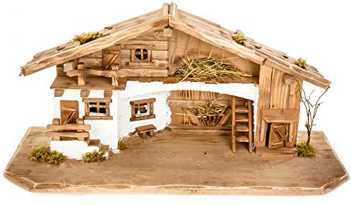 Holz und Gartentrends Große Weihnachtskrippe (W11)-Krippe Krippenstall Weihnachten-Weihnachtskrippen