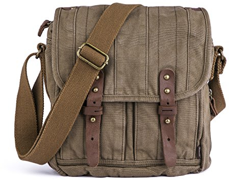 Gootium Vintage Canvas Classic Umhängetasche Messenger Bag/Schultertasche Herren, 25 cm, Armee Grün