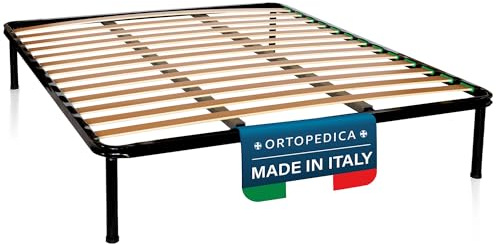 DOLCI SOGNI Rete Matrimoniale 160x190 Rinforzata a Doppia Barra in Ferro, Rete Ortopedica 100% Made in Italy, Rete Letto Matrimoniale, 4 Piedi Letto Smontabili, Struttura Letto Matrimoniale 160x190