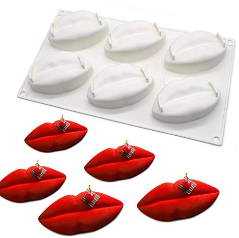 Moule à Gateau en Silicone, moules 3d pour Glace Chocolat Pâtisserie Dessert, 6 Trous Forme de lèvre