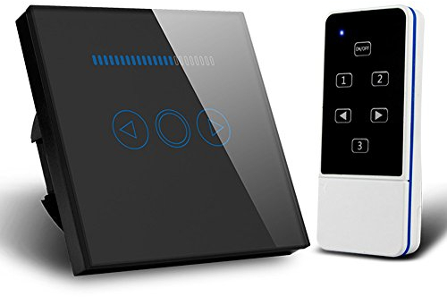 Variateur d'intensité UE en verre cristal sans fil pour télécommande 500 W (noir)