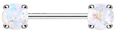 beyoutifulthings Brustwarzen-Piercing Lava Glitzer Stein Brust-Piercing Nippel-Piercing Chirurgenstahl Silber Clear Stabdicke 1,6mm Länge 14mm