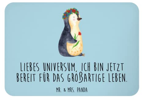 Mr. & Mrs. Panda Magnet Pinguin Blumen - Geschenk, zettelhalter, Pinguine, holzmagnet, Leben, Wünsche, wandmagnet, Positiv, Kühlschrankmagnet, whiteboardmagnet