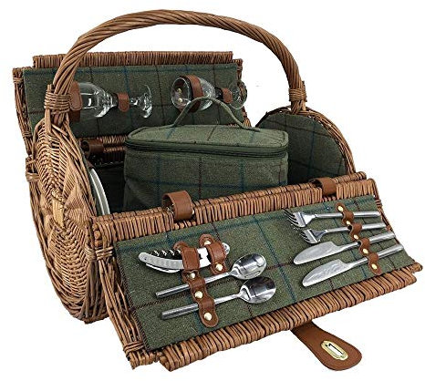 Red Hamper FH111 Picknickkorb aus Weidengeflecht für 2 Personen, Grün