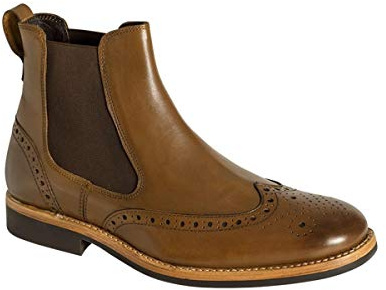Hoggs of Fife 4218 Stanley Semi-Brogue Dealer Boots Burnished Tan UK 10 Brown