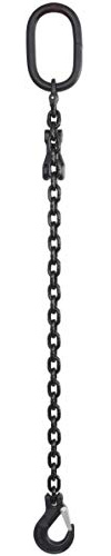 Grade 80 2 tonne Black 8mm Single Leg Lifting & Rigging Chain Sling With Safety Hooks & Adjusters (2mtr)