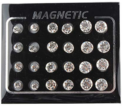POFET 12 Paar Crystal Studs Magnete Ohrringe Kein Piercing Ohrstecker 4mm 6mm 7mm