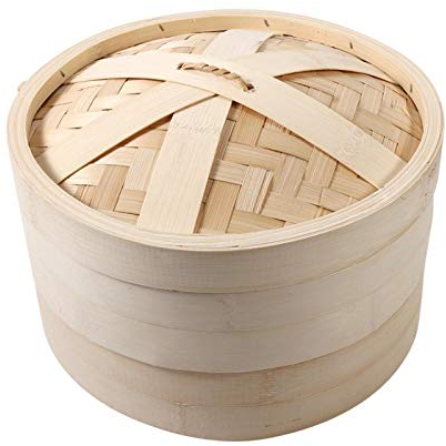 Vaporizador de alimentos, 4 tamaños, 2 niveles, canasta de vapor de bambú, cocina de arroz natural china para cocinar con tapa, nuevo(26cm)