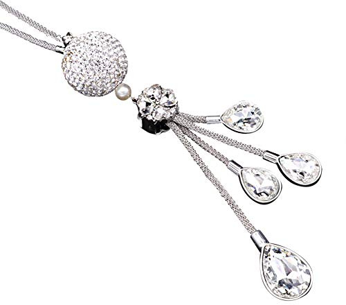 Uposao Kristall Auto Dekoration, Bling Glitzer Kristall Strass Diamant Auto Rückspiegel Hängen Ornament Dekoration Glitzer Kristall Auto Rückspiegel Hängen Innenspiegel Aufhängung Ornament,Silber