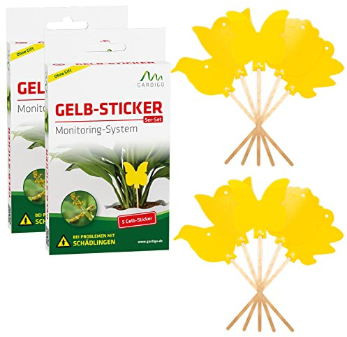 Gardigo Gelbsticker 10 Stück I Gelbtafeln Monitoring System I vorbeugen gegen Trauermücken und Fliegen