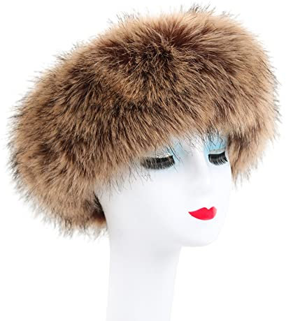 Herbests Kunstpelz Stirnbänder Winter Pelz Plüsch Stirnband Damen Fell Kopfband Haarschmuck Elastischen Ohrenwärmer Flauschige Haarband Ohrenschützer Haarring Zubehör Mütze für Frauen Mädchen Braun