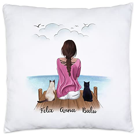 Kiddle-Design Katzenmama Kissen inkl. Füllung Personalisiert Katzenbesitzer Geschenk Katzenliebhaber Katzen Cat Mom Katzenfan Katzenmotiv Haustier