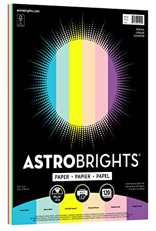 Astrobrights Papel de color, 8.5 x 11 pulgadas, 24 libras/90 g/m², surtido de 6 colores, 120 hojas (91022)