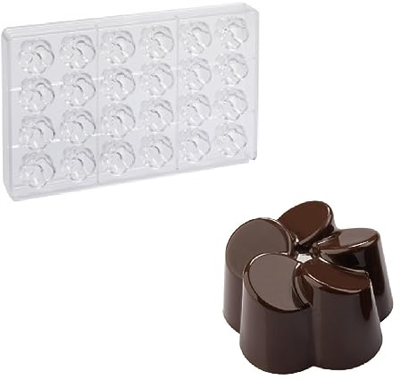 Martellato MA1050 Schokoladenform aus Polycarbonat, transparent, mit 24 Blumenhohlräumen, 30 mm x 31 mm x 18 mm hoch