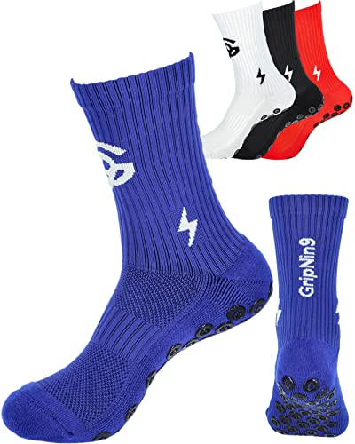 Grip Socken Fußball Herren Größe 36-41 & 42-47 Atmungsaktive Anti-Rutsch Sportsocken für ambitionierte Sportler Fußballsocken mit Polsterung & Zehenverstärkung Grip Socks gegen Blasen Football Socks