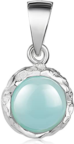 MATERIA by Matthias Wagner Damen Kette mit Chalcedon Edelstein Anhänger Silber 925 in blau