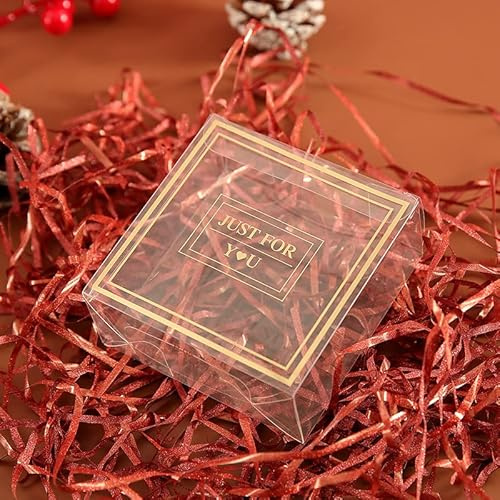 P PIPITA 60 Packungen transparente PVC-Boxen, 9,7 x 9,7 x 4 cm, Kunststoff, Geschenkboxen, transparente Würfelboxen, einzelne Verpackung für Macaron, Süßigkeiten, Minigifts, Hochzeit, Party