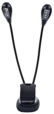 LANTRO JS LED Licht für Notenständer, Leselampe Buch Klemme Einstellbar Doppelkopf Clip auf Lampe mit USB Kabel Lampe für E Reader Buch(8 Lichter)