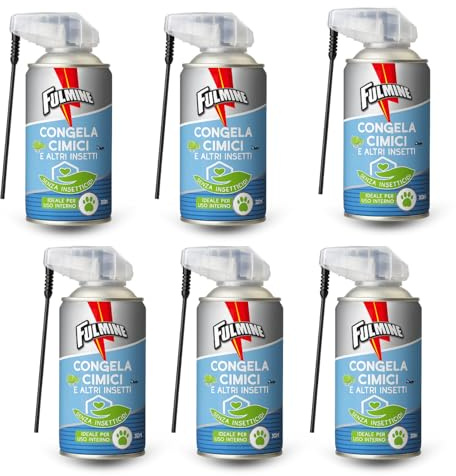 Virsus Bomboletta Spray Congela Cimici e Altri insetti Fulm242, capacità 300ml, Senza Insetticidi, per scarafaggi, blatte, ragni, mosconi e altri insetti striscianti, per Interni ed Esterni (6)