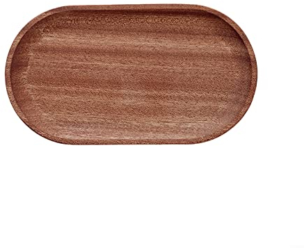 Emiif Piatto in legno da 18 x 10 cm, vassoio per tazze, piattino in legno, per cibo, dessert, caramelle