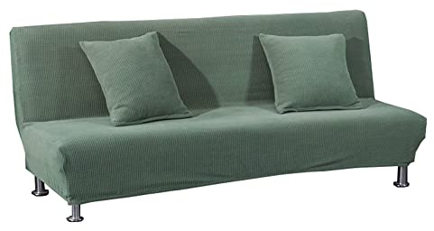 Meigeh Sofabezug ohne armlehnen Stretch Armlose sofaüberwurf Sofahusse Ohne Armlehne 2 sitzer Sofa Abdeckung Schlafsofa bezug Military Green, kein Kissenbezug