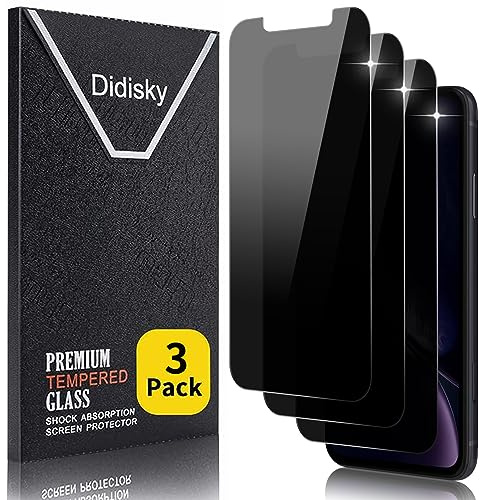 Didisky 3 Stück Sichtschutz Displayschutzfolie Kompatibel mit iPhone 11 / XR 6.1 Zoll, Anti-Spy Glas Schutzfolie, Einfach anzuwenden, 9H Hartglas, Keine Blasen
