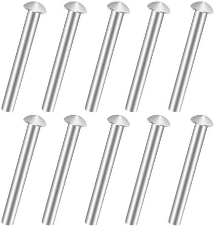 JINGIHE 10Pcs 50x6mm Rivets, Round Head Aluminum Countersunk Solid Rivet | Durable Solid Rivets for Shovel Spade Fork Rake Hoe Handle Repair Secure Fasteners for Garden Tools Industrial Household Use