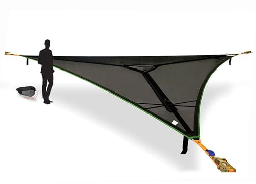 Tentsile Trillium Giant Hammock, The Original Tree Tent Company, 6 Adult Capacity, Anti-Roll, Central Hatch, Ratches and Straps Included, Designed in The UK (6 Person, Black Mesh)
