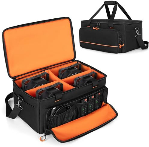 Luxja Bolsa de Luz de Discoteca para 4 Focos LED Par, Caja para Luces Escenario con Divisor Interior y Bolsillos para Accesorios, Negro