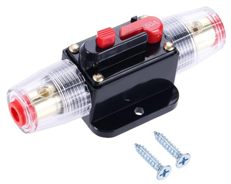 50A Leistungsschalter mit manueller Rückstellfunktion für Auto RV Marine | Auto Sicherungshalter Schutzschalter Inline passend für Auto Audio, Wohnmobil, Haushalt und LKW Systeme