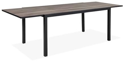 Alice's Garden sweeek - Table de Jardin Nashville Extensible 160/240cm 8 Places Plateau Effet Bois foncé Structure Aluminium