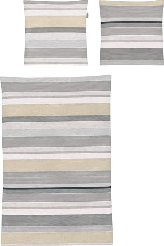 Irisette Bettwäsche Soft-Seersucker Sand-grau-anthrazit Größe 1x 135x200 cm + 1x 80x80 cm