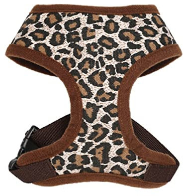 Supvox Pet Dog Adjustable Canvas Chest Verstellbares Hundegeschirr Mit Leopard-Print Komfortables Atmungsaktives Design Ohne Ersticken Für