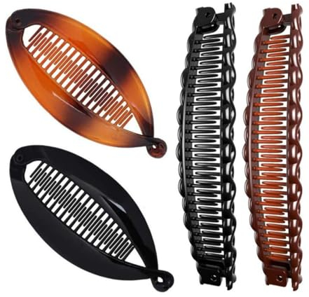 Banana Clip pettine per Capelli,4 Pezzi fermagli per capelli a banana retrò per ricci grossolani Accessori per capelli a coda di pesce Due fermagli a banana Pettini per donne e ragazze,Set A