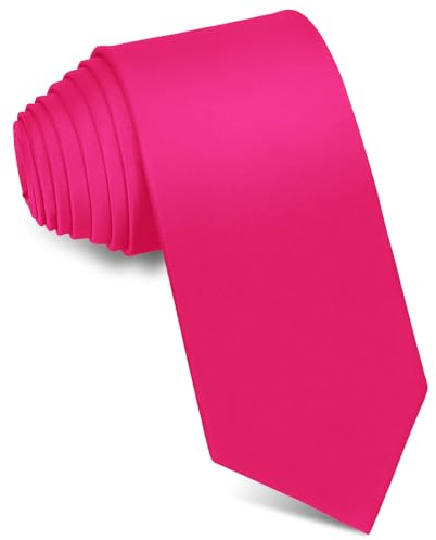 JUNMEISI Men's Ties Solid Pure Color 3.15 (8CM) Necktie Hot Pink Ties For Men